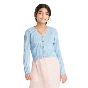 Girls Cropped Ribbed Cardigan Sweater - Art Class